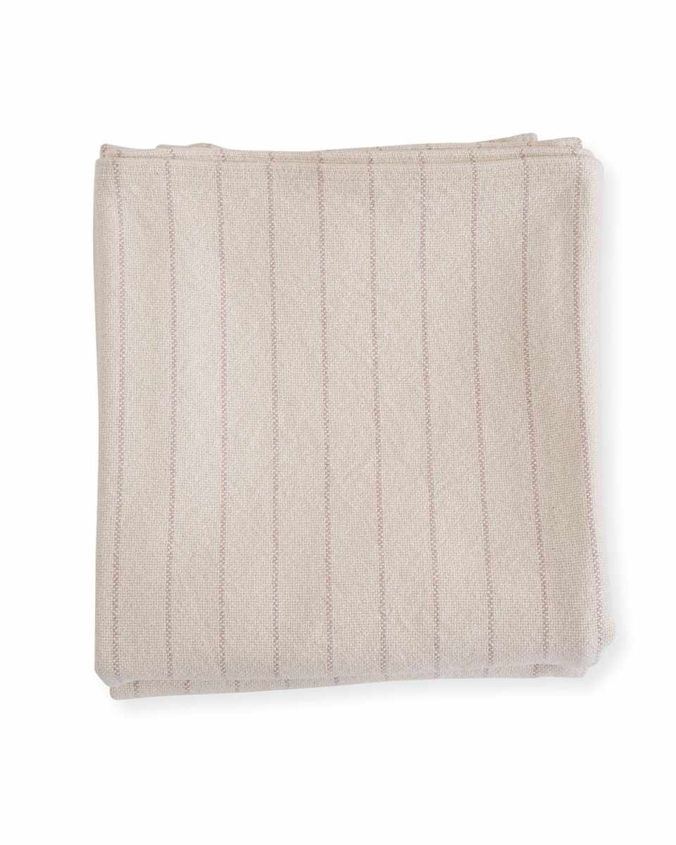 Pinstripe Herringbone Cotton Twin Blanket, Blush